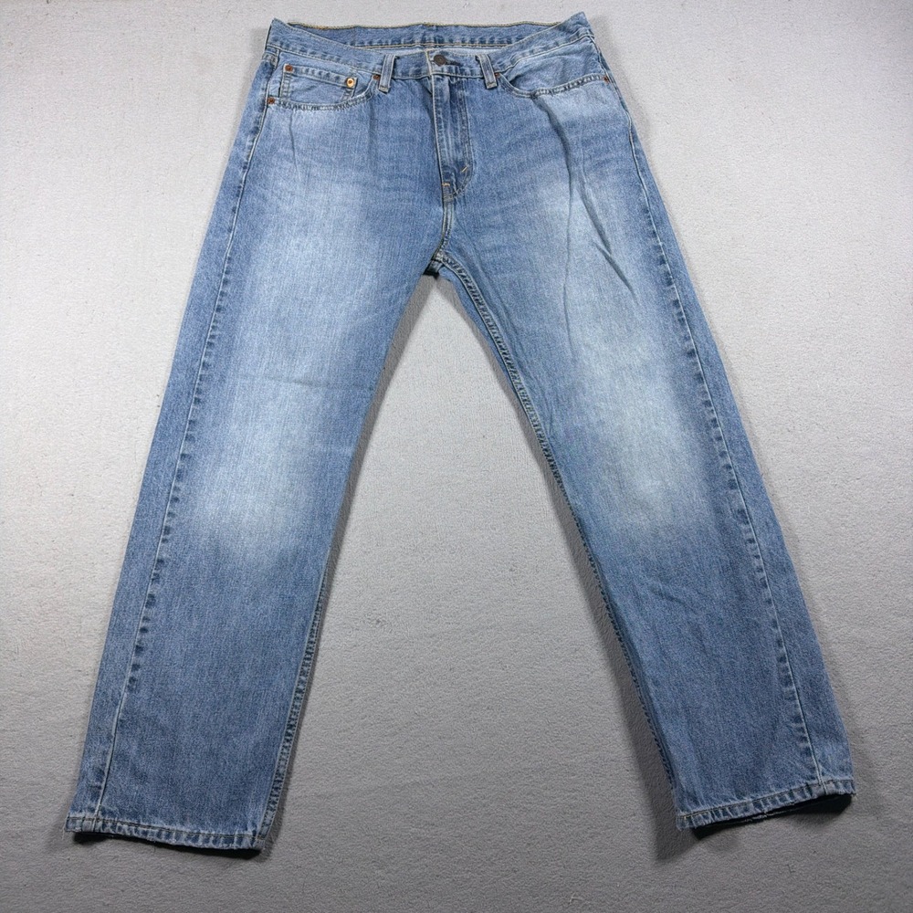 Levis 505 Regular Fit Straight Leg Jeans Men 36x30 Blue Denim Casual Workwear‎